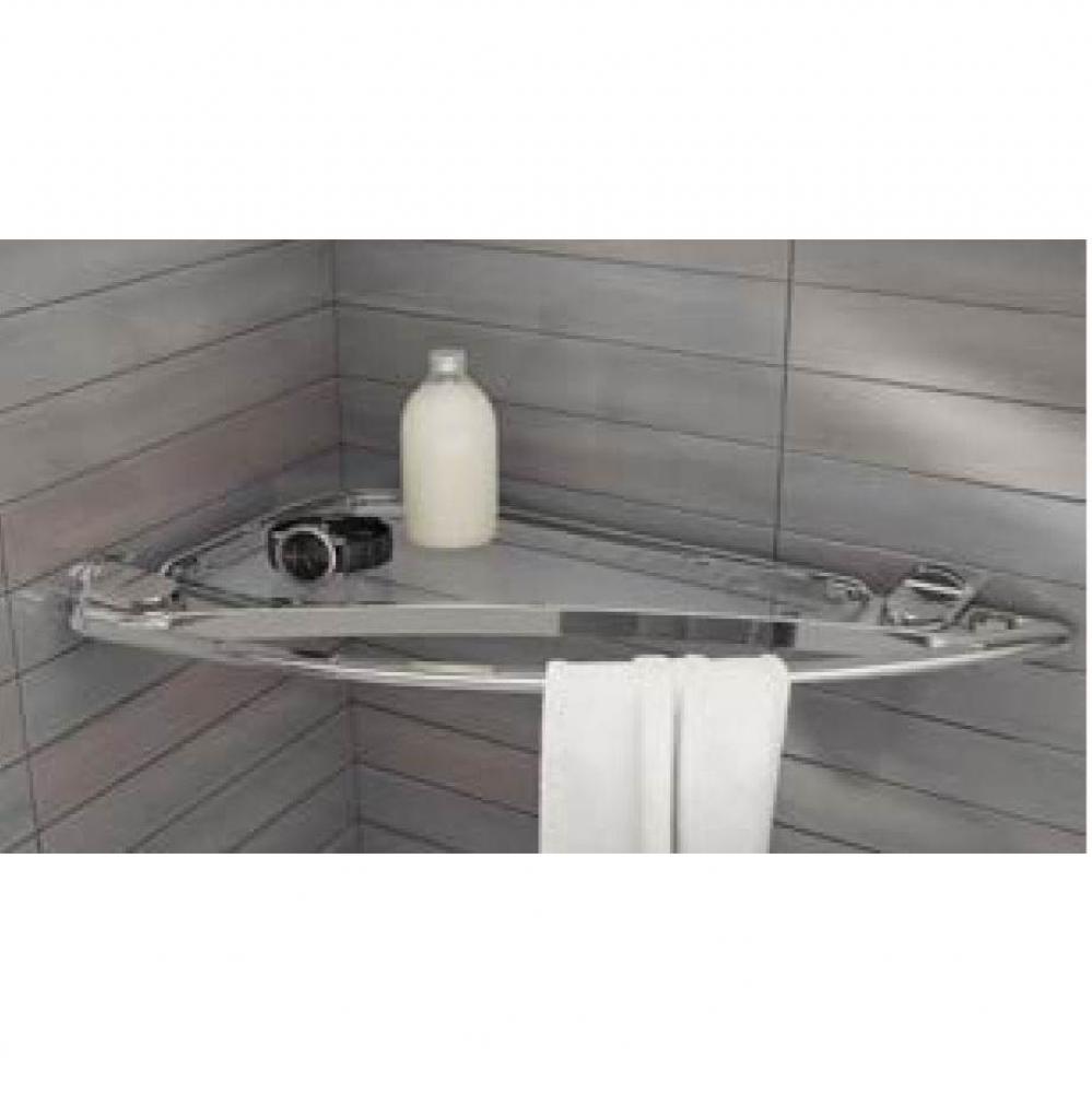 METAL GLASS SHELF KIT WALL MOUNT - 17''/RD/BR NK