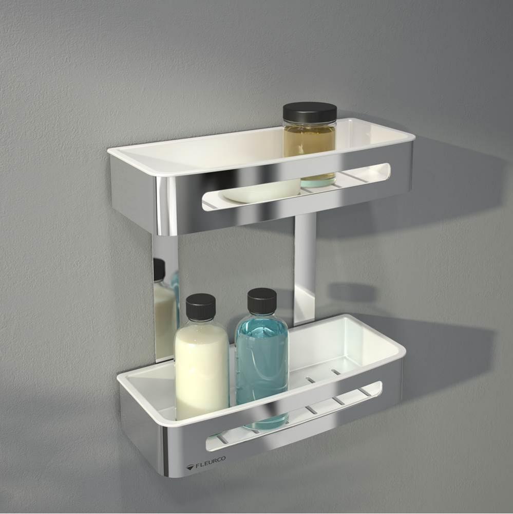 AURORA DOUBLE SHOWER SHELF/11x5''/WHT/CHR