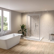 Fleurco Canada ELEV3232C-25-40-79 - ELERA SHIELD 2 SIDED CORNER 32X32/BRUSHED NICKEL/SEKUR+