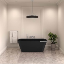 Fleurco Canada BTLK6433L-11-33 - ARIA STONE LUKAS TUB/LEFT/64 x 33/MATTE BLACK / CHROME TRIM