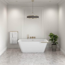 Fleurco Canada BTLK6433L-12-18 - ARIA STONE LUKAS TUB/LEFT/64 x 33/WHITE / BRUSHED GOLD TRIM