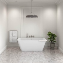 Fleurco Canada BTLK6433L-25-18 - ARIA STONE LUKAS TUB/LEFT/64 x 33/WHITE / BRUSHED NICKEL TRIM