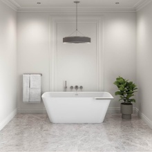 Fleurco Canada BTLK6433R-91-18 - ARIA STONE LUKAS TUB/RIGHT/64 x 33/WHITE / DARK CHROME TRIM