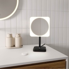 Fleurco Canada MVZ8-FS-SR-33 - VIZO MAKEUP MIRROR/FREE STANDING/8''/RD FRAME&SQ MIRROR/BLACK