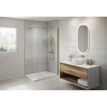 Fleurco Canada VLS29-12-40-79 - LEXUS SHOWER SHIELD 29'' /79''H/10MM/BRUSHED GOLD/CLEAR GLASS