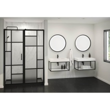 Fleurco Canada LVSTF24-WM33-SH18 - LUNA STAK DUO VANITY WALLMOUNT BLACK FRAME 24'' WHITE SHELF