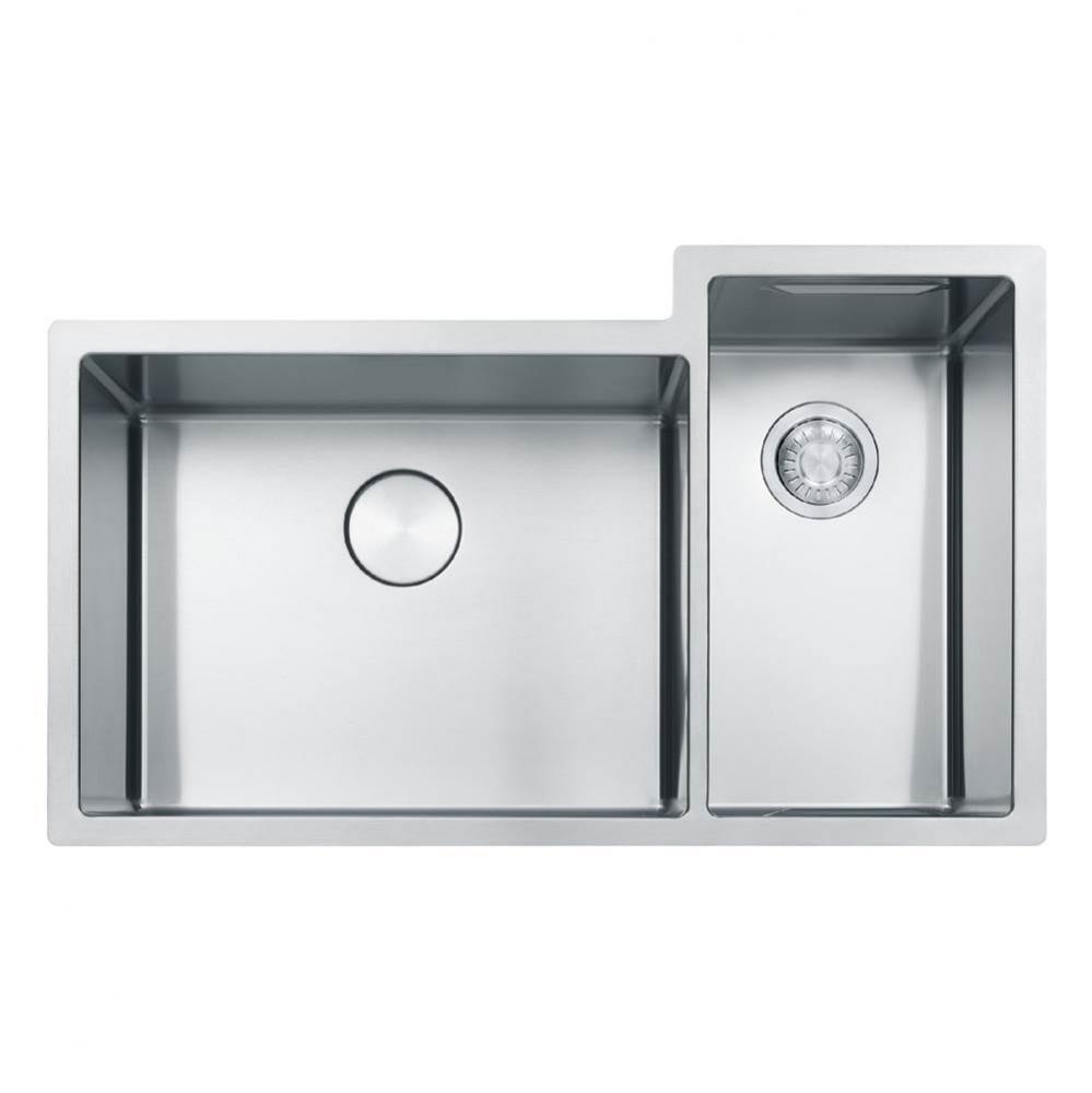 Culinary Center 35-in.  x 21-in. 19 Gauge Stainless Steel Undermount Double Bowl Kitchen Sink Work