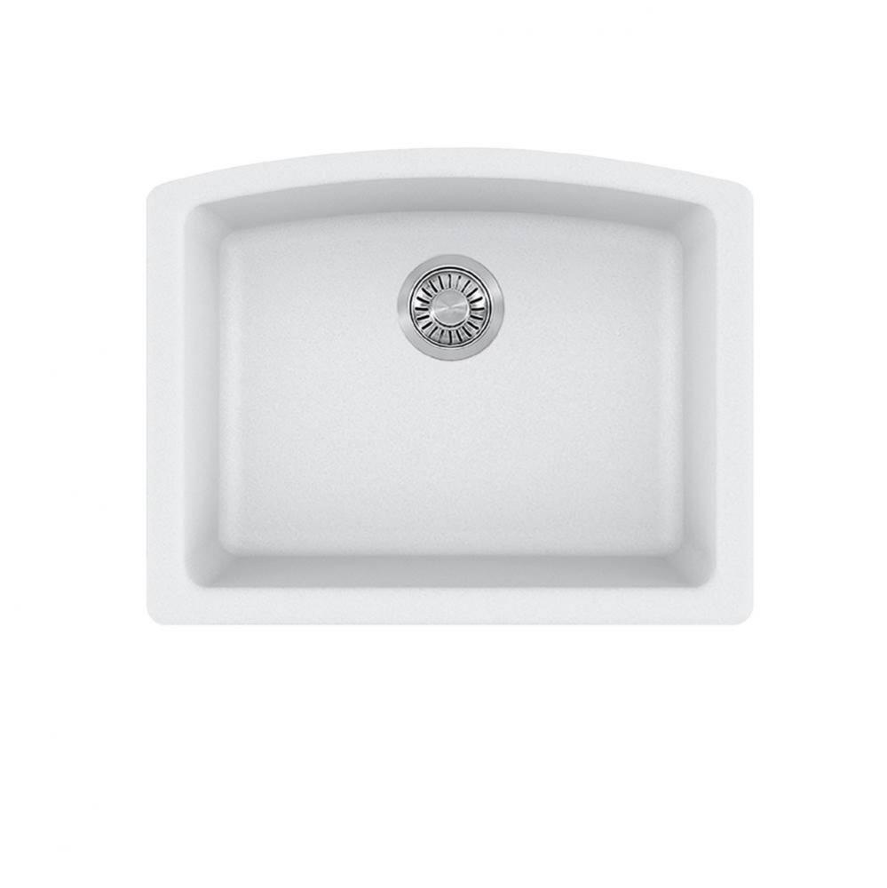 Ellipse 25.0-in. x 19.6-in. Polar White Granite Undermount Single Bowl Kitchen Sink - ELG11022PWT-