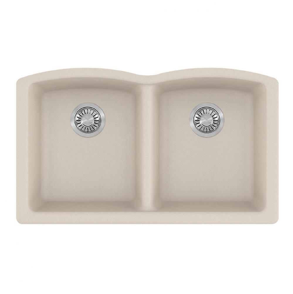 Ellipse 33.0-in. x 19.7-in. Champagne Granite Undermount Double Bowl Kitchen Sink - ELG120CHA-CA