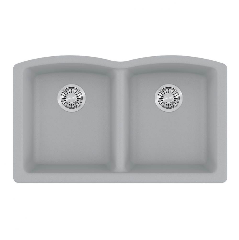 Ellipse 33.0-in. x 19.7-in. Stone Grey Granite Undermount Double Bowl Kitchen Sink - ELG120OSHG-CA