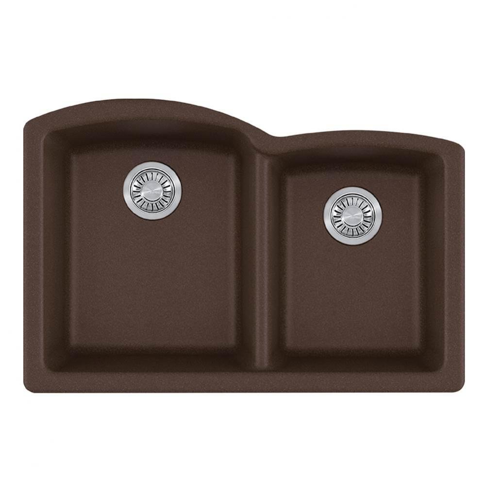 Ellipse 33.0-in. x 21.7-in. Mocha Granite Undermount Double Bowl Kitchen Sink - ELG160MOC-CA