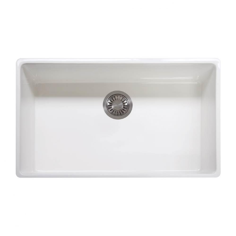 Farm House 33-in. x 20-in. White Apron Front Single Bowl Fireclay Kitchen Sink - FHK710-33WH