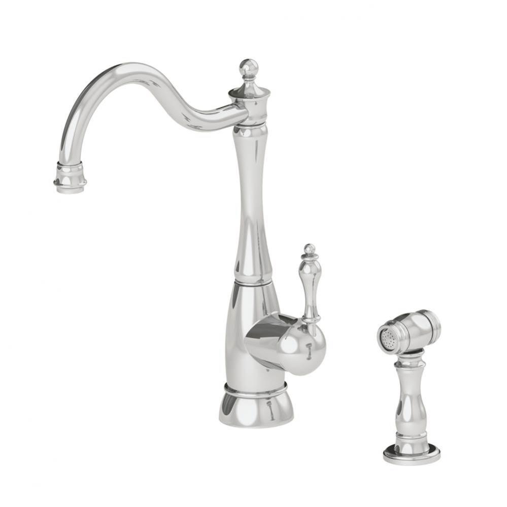 Farm House Faucet With Sidespray, Pol. Chrome