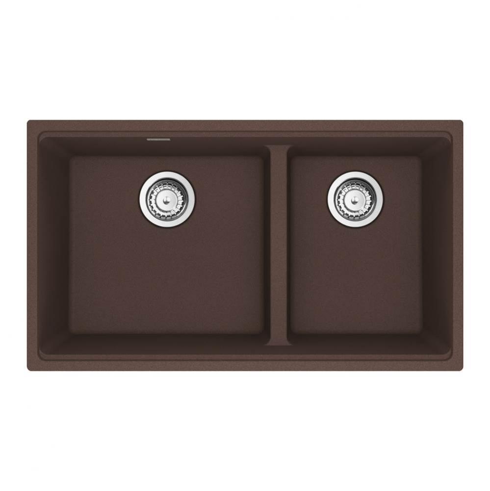 Maris Undermount 31-in x 17.81-in Granite Double Bowl Kitchen Sink in Mocha