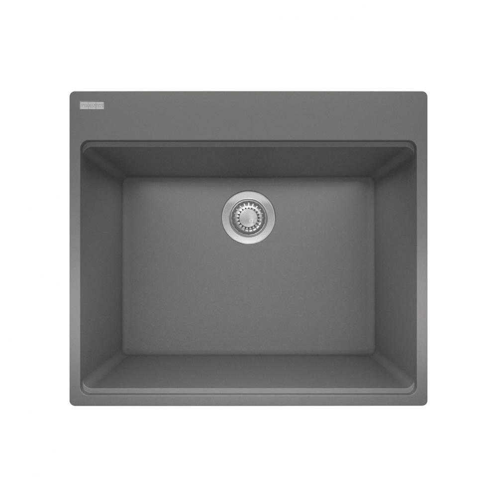 Maris Dual Mount 25-in x 22-in Granite Dual Mount Single Bowl Laundry Sink in Stone Grey