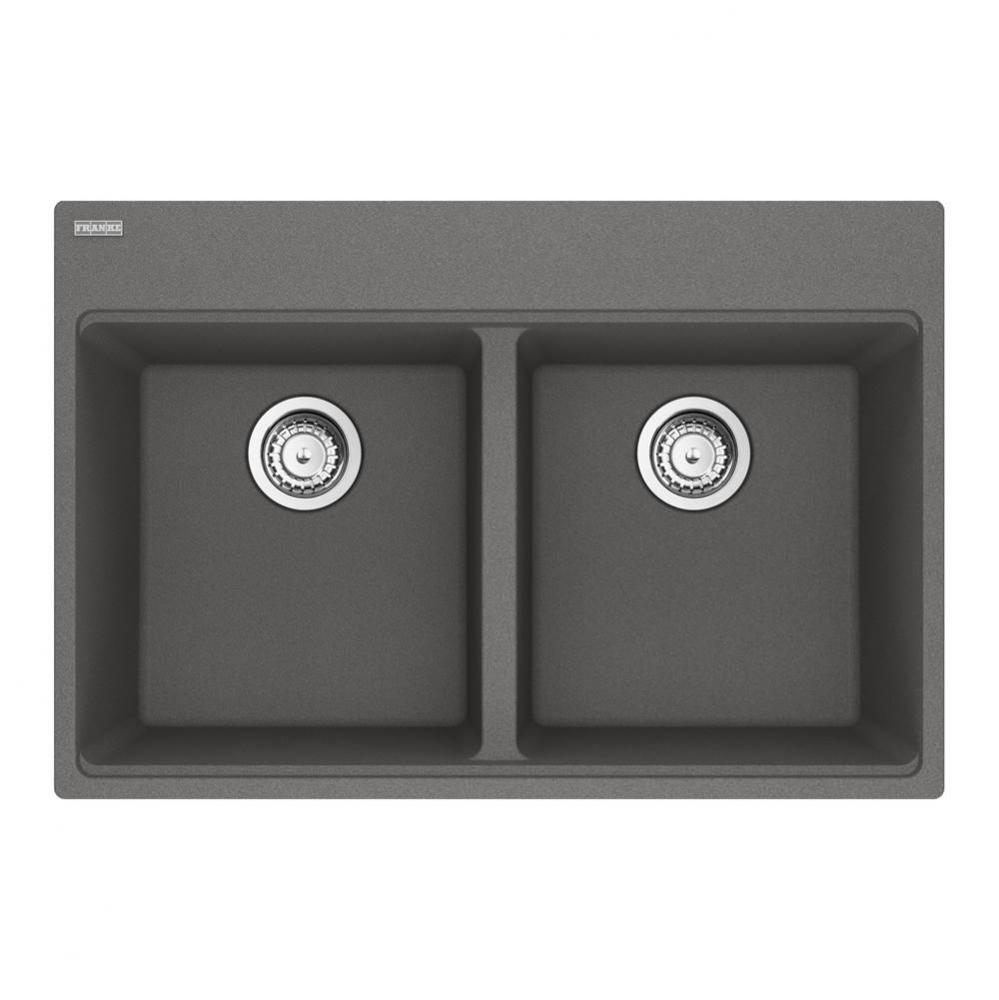 Maris Topmount 31-in x 20.88-in Granite Double Bowl Kitchen Sink in Stone Grey