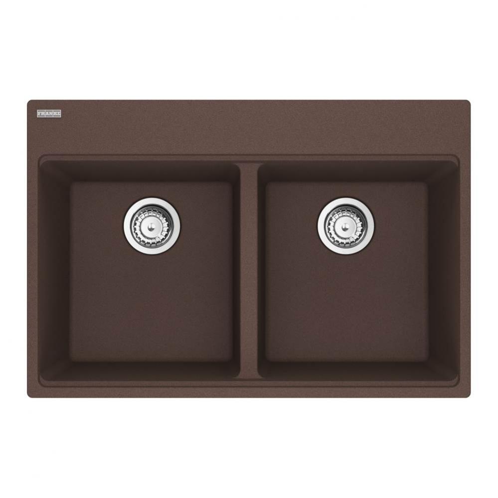 Maris Topmount 33-in x 22-in Granite Double Bowl Kitchen Sink in Mocha