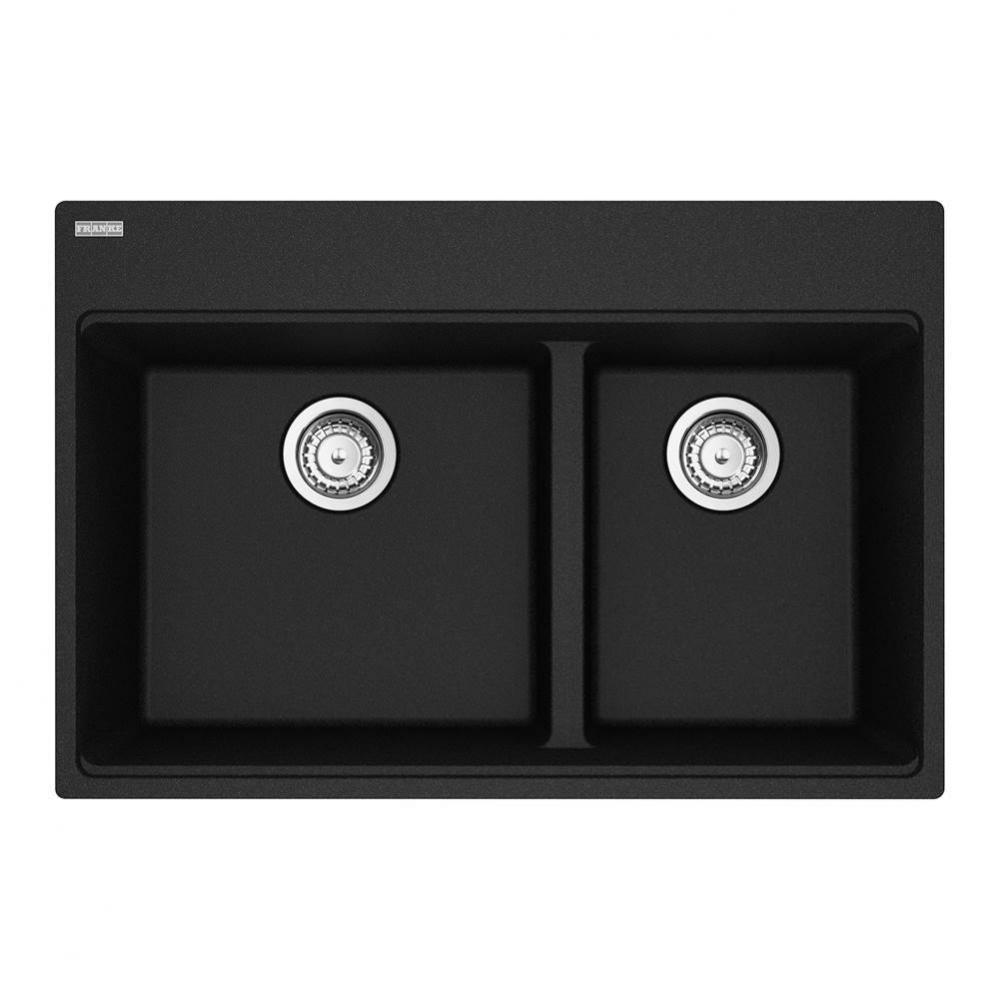 Maris Topmount 31-in x 20.9-in Granite Double Bowl Kitchen Sink in Onyx