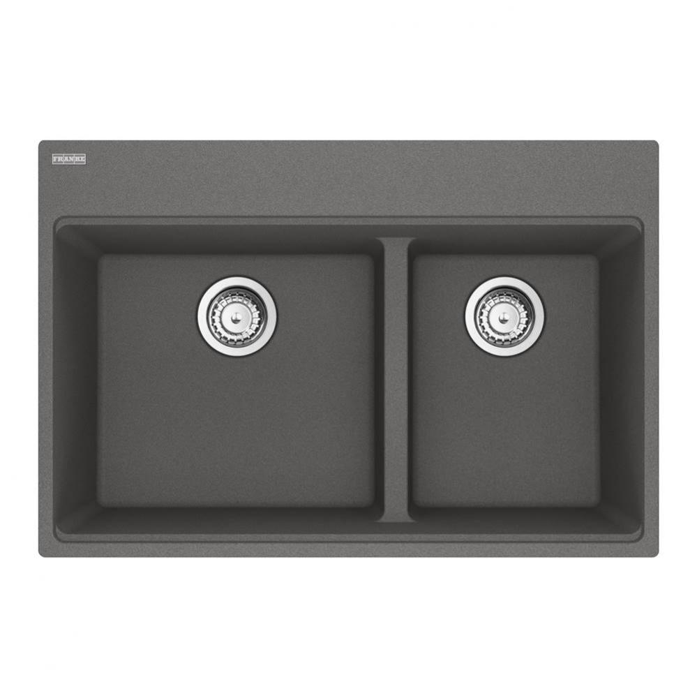 Maris Topmount 31-in x 20.9-in Granite Double Bowl Kitchen Sink in Stone Grey