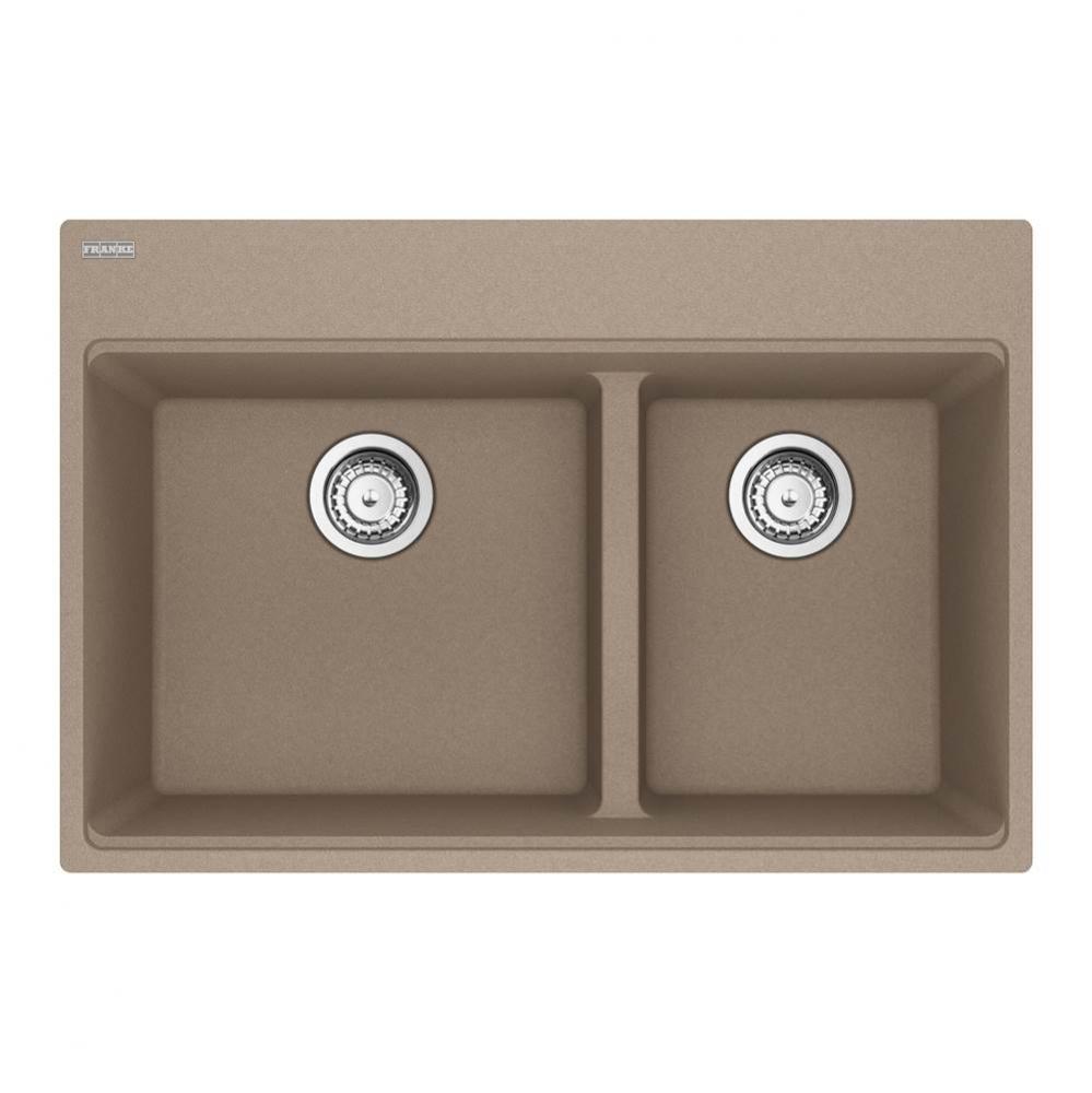 Maris Topmount 33-in x 22-in Granite Double Bowl Kitchen Sink in Oyster