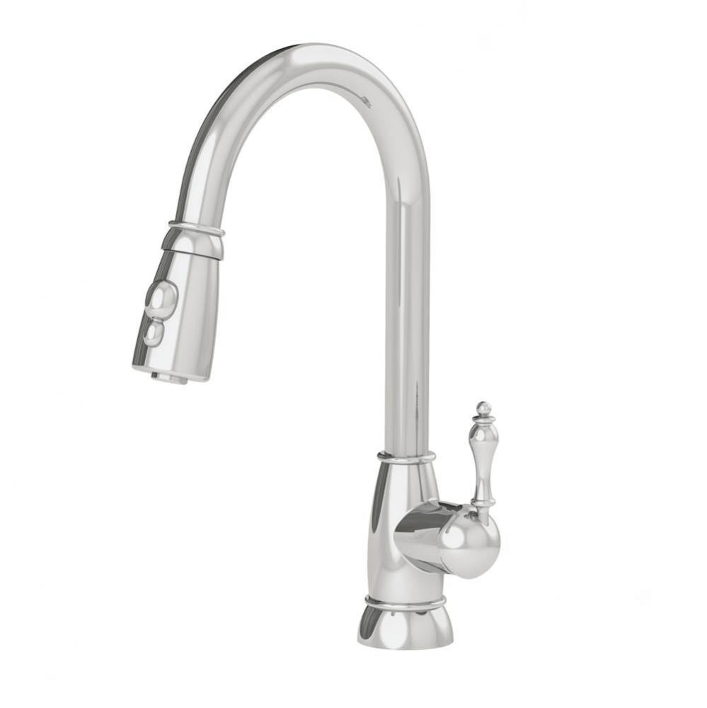 Farm House Faucet With Sidespray, Pol. Chrome