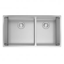 Franke Residential Canada CUX160-32-CA - Cube 32.56-in. x 17.7-in. 18 Gauge Stainless Steel Undermount Double Bowl Kitchen Sink - CUX160-32