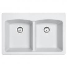 Franke Residential Canada EDPW33229-1-CA - Ellipse 33.0-in. x 22.0-in. Polar White Granite Dual Mount Double Bowl Kitchen Sink - EDPW33229-1-