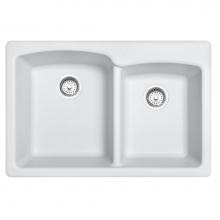 Franke Residential Canada EOPW33229-1-CA - Ellipse 33.0-in. x 22.0-in. Polar White Granite Dual Mount Double Bowl Kitchen Sink - EOPW33229-1-