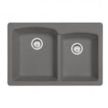 Franke Residential Canada EOSG33229-1-CA - Ellipse 33.0-in. x 22.0-in. Stone Grey Granite Dual Mount Double Bowl Kitchen Sink -EOSG33229-1-CA