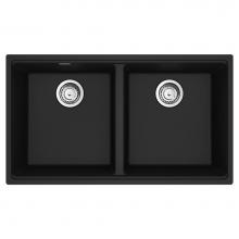 Franke Residential Canada MAG1201515-MBK-S - Maris Undermount 33-in x 18.94-in Granite Double Bowl Kitchen Sink in Matte Black