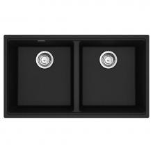 Franke Residential Canada MAG1201515-ONY-S - Maris Undermount 33-in x 18.94-in Granite Double Bowl Kitchen Sink in Onyx