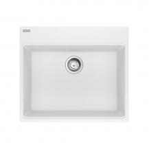 Franke Residential Canada MAG61023-PWT-S - Franke Maris Dual Mount 25-in x 22-in Fragranite Single Bowl Kitchen Sink in Polar White