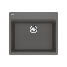 Franke Residential Canada MAG61023-SHG-S - Maris Topmount 25-in x 22-in Granite Single Bowl Kitchen Sink in Stone Grey