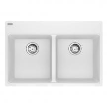 Franke Residential Canada MAG6201414-PWT-S - Maris Topmount 31-in x 20.88-in Granite Double Bowl Kitchen Sink in Polar White