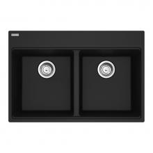 Franke Residential Canada MAG6201515-MBK-S - Maris Topmount 33-in x 22-in Granite Double Bowl Kitchen Sink in Matte Black