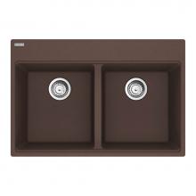 Franke Residential Canada MAG6201515-MOC-S - Maris Topmount 33-in x 22-in Granite Double Bowl Kitchen Sink in Mocha