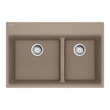 Franke Residential Canada MAG6601812LD-OYS-S - Maris Topmount 33-in x 22-in Granite Double Bowl Kitchen Sink in Oyster