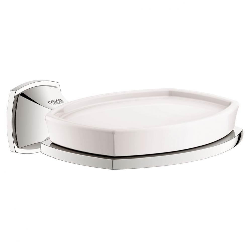 Grandera Ceramic Soap Dish with Holder, Chrome