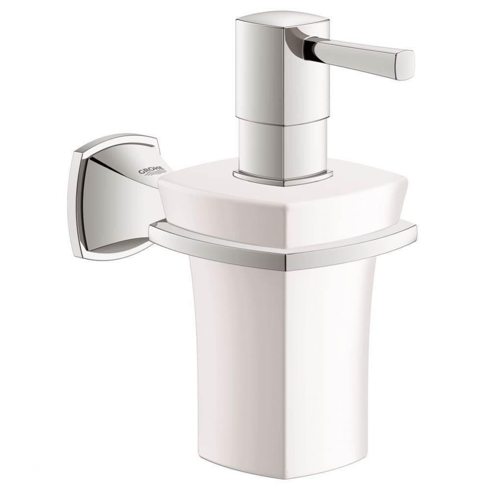 Grandera Ceramic Soap Dispenser with Holder, Chrome