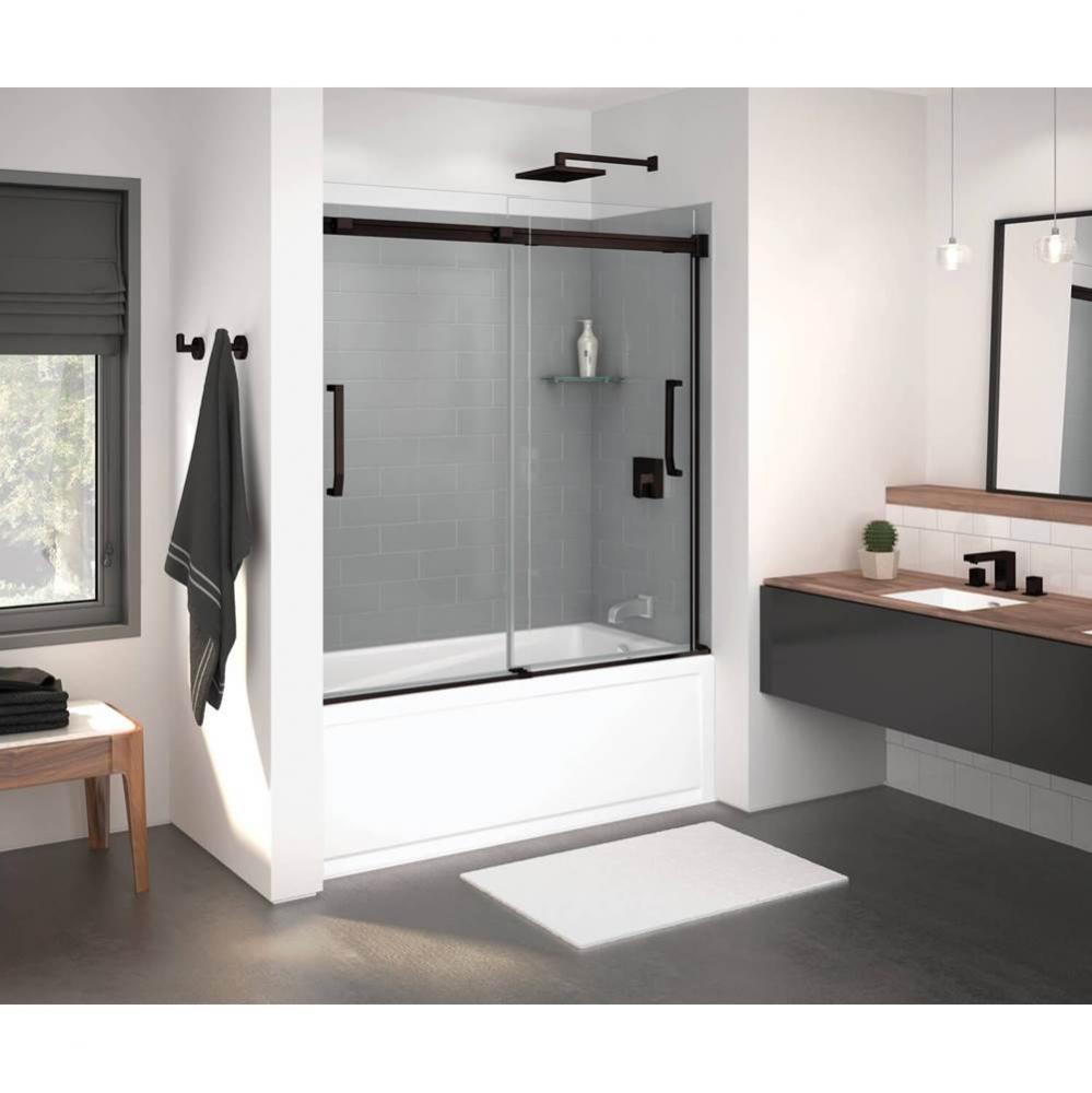 Inverto 56-59 in. x 59 in. Bypass Tub Door with Clear Glass in Dark Bronze