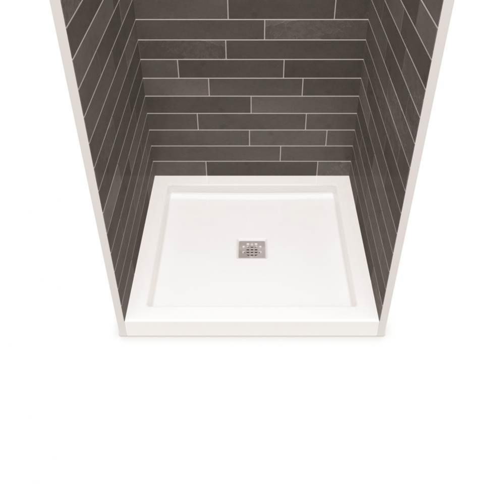 B3 Base 3636 Square Drain Alcove Installation White