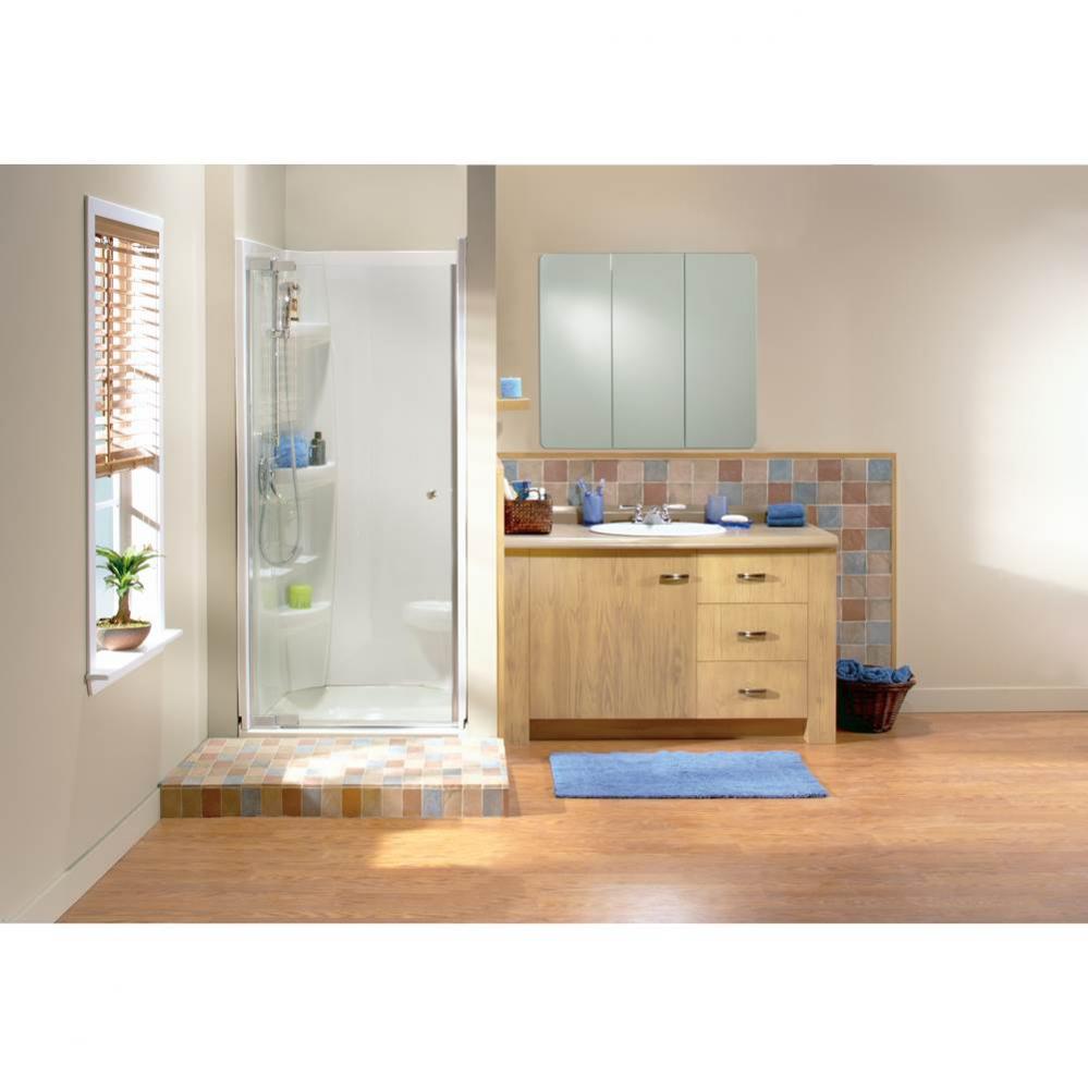 Kleara 1-panel 27.5-29.5 in. x 69 in. Pivot Alcove Shower Door with Clear Glass in Nickel