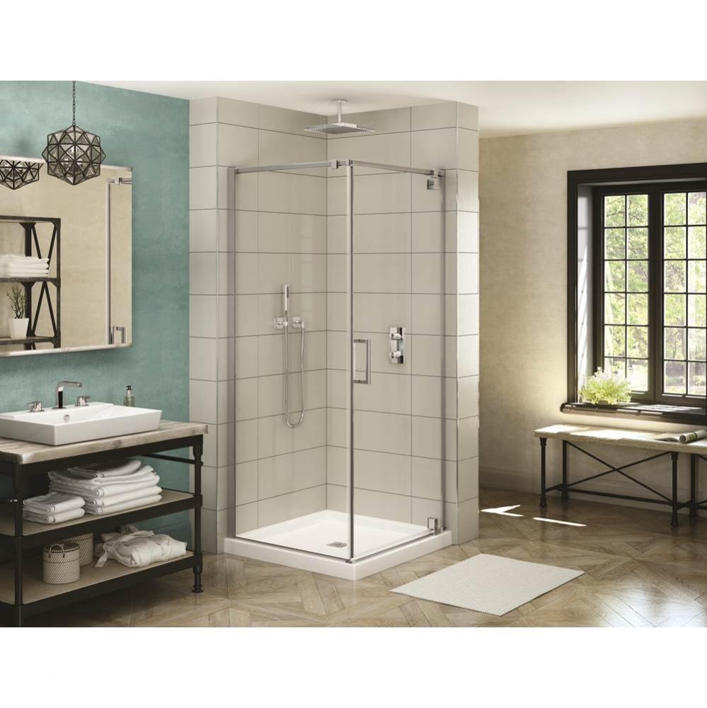 ModulR 36 in. x 36 in. x 78 in. Pivot Corner Shower Door with Clear Glass in Brushed Nickel