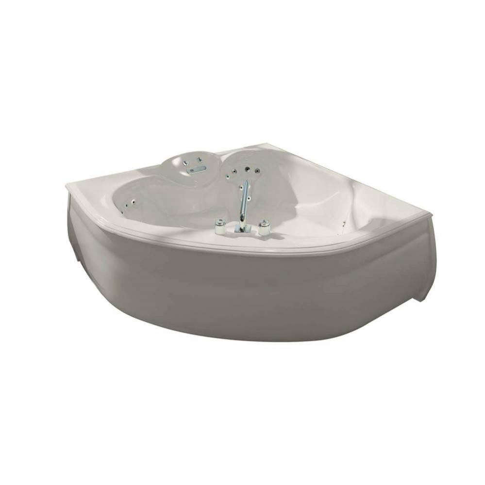 Kashmir 59.75 in. x 59.75 in. Corner Bathtub with Center Drain in Biscuit