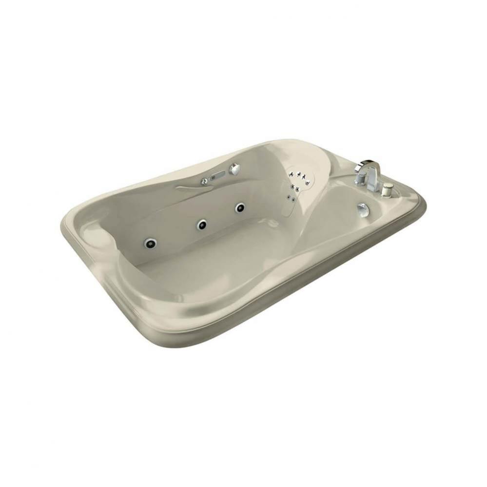 Crescendo 72 in. x 47.75 in. Drop-in Bathtub with Aerofeel System End Drain in Bone