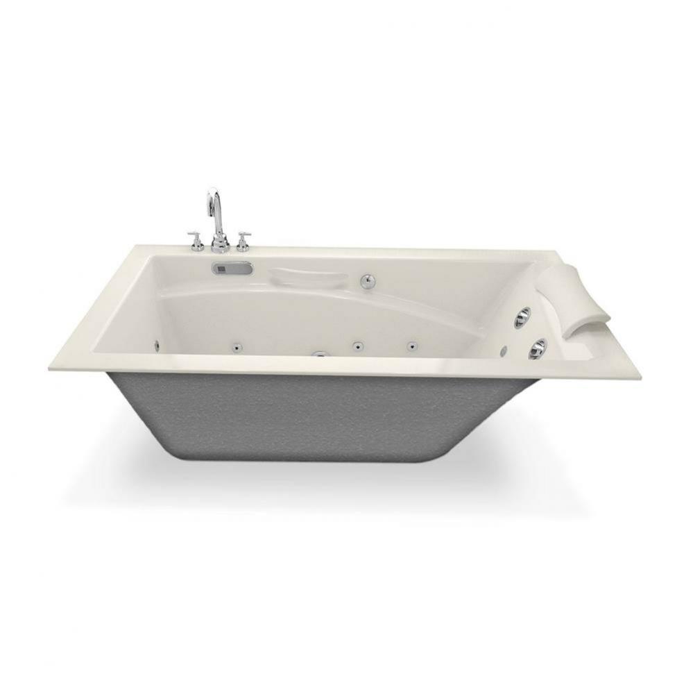 Optik 65.75 in. x 36 in. Alcove Bathtub with Whirlpool System End Drain in Biscuit