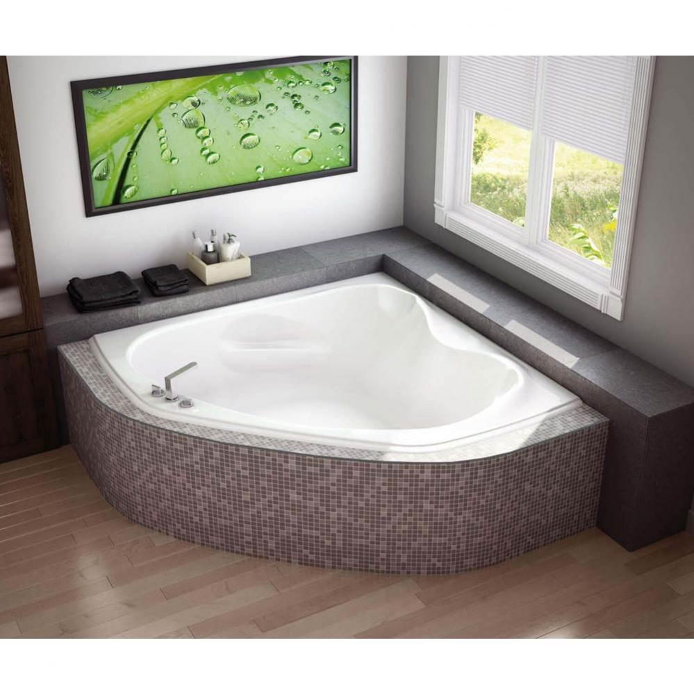 Vichy 59.75 in. x 59.75 in. Corner Bathtub with Aeroeffect System Center Drain in White