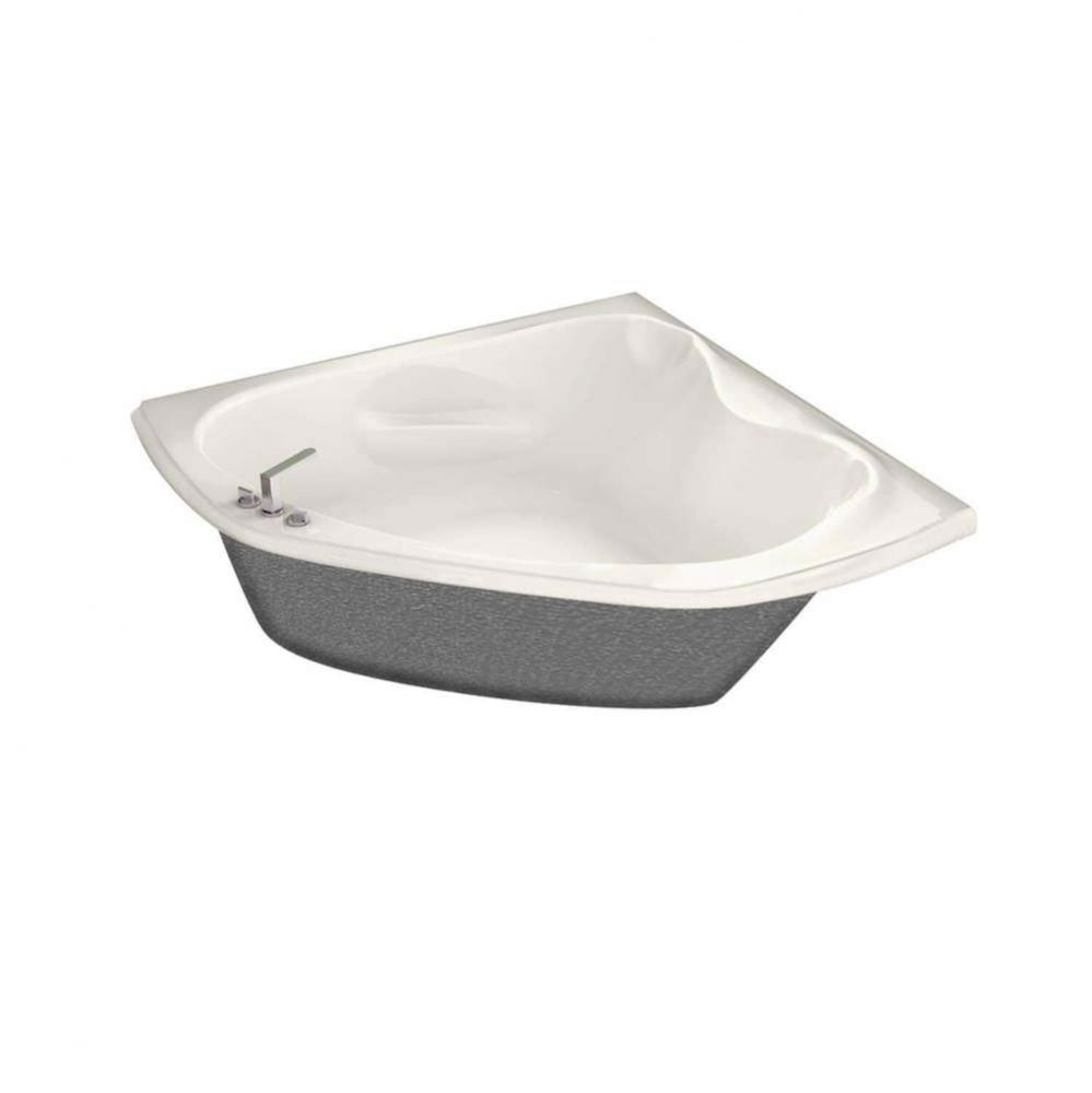 Vichy 54.75 in. x 54.75 in. Corner Bathtub with Whirlpool System Center Drain in Biscuit