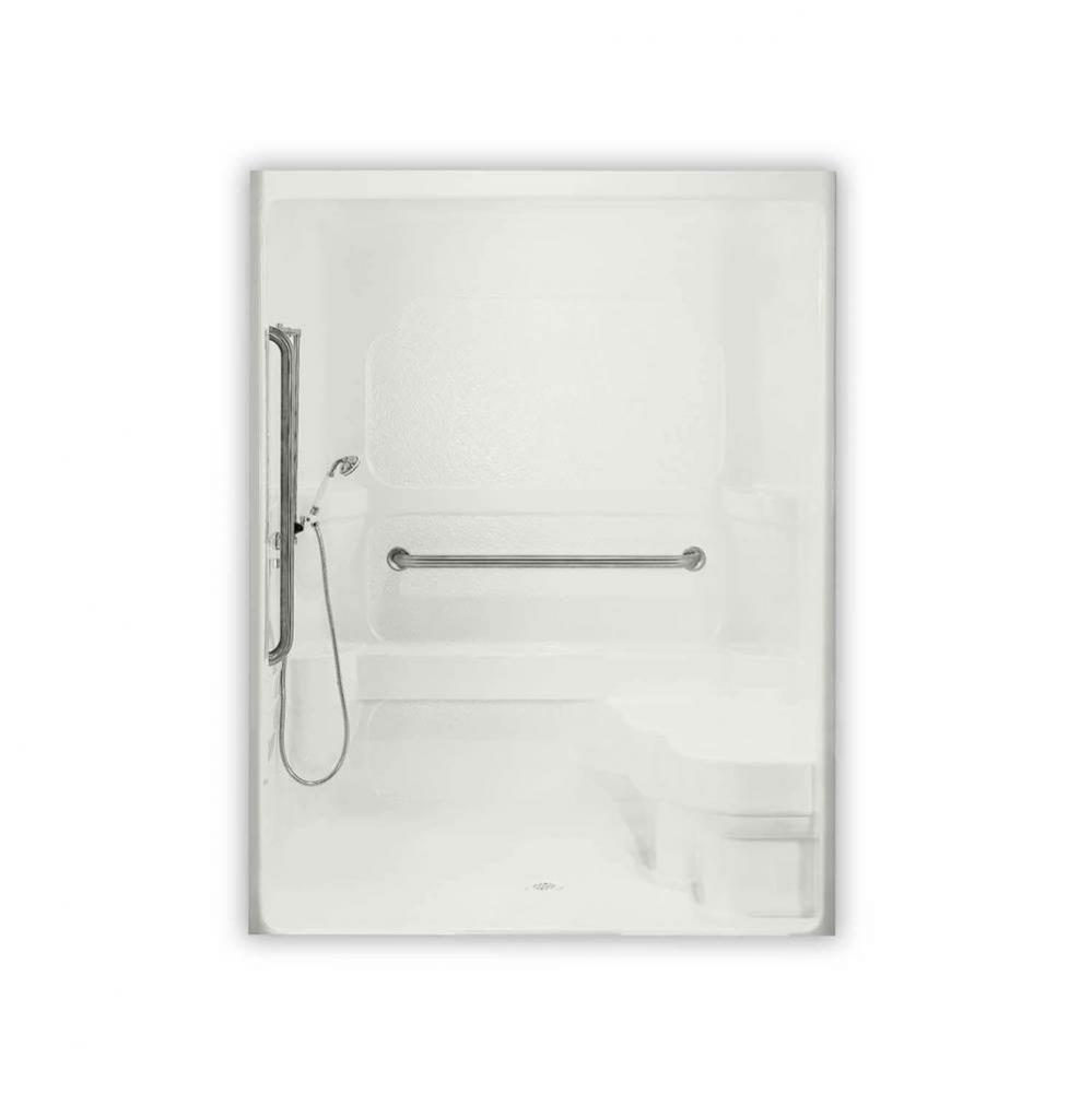 60NHS 66 in. x 36.875 in. x 84 in. 1-piece Shower with Right Seat, Center Drain in White