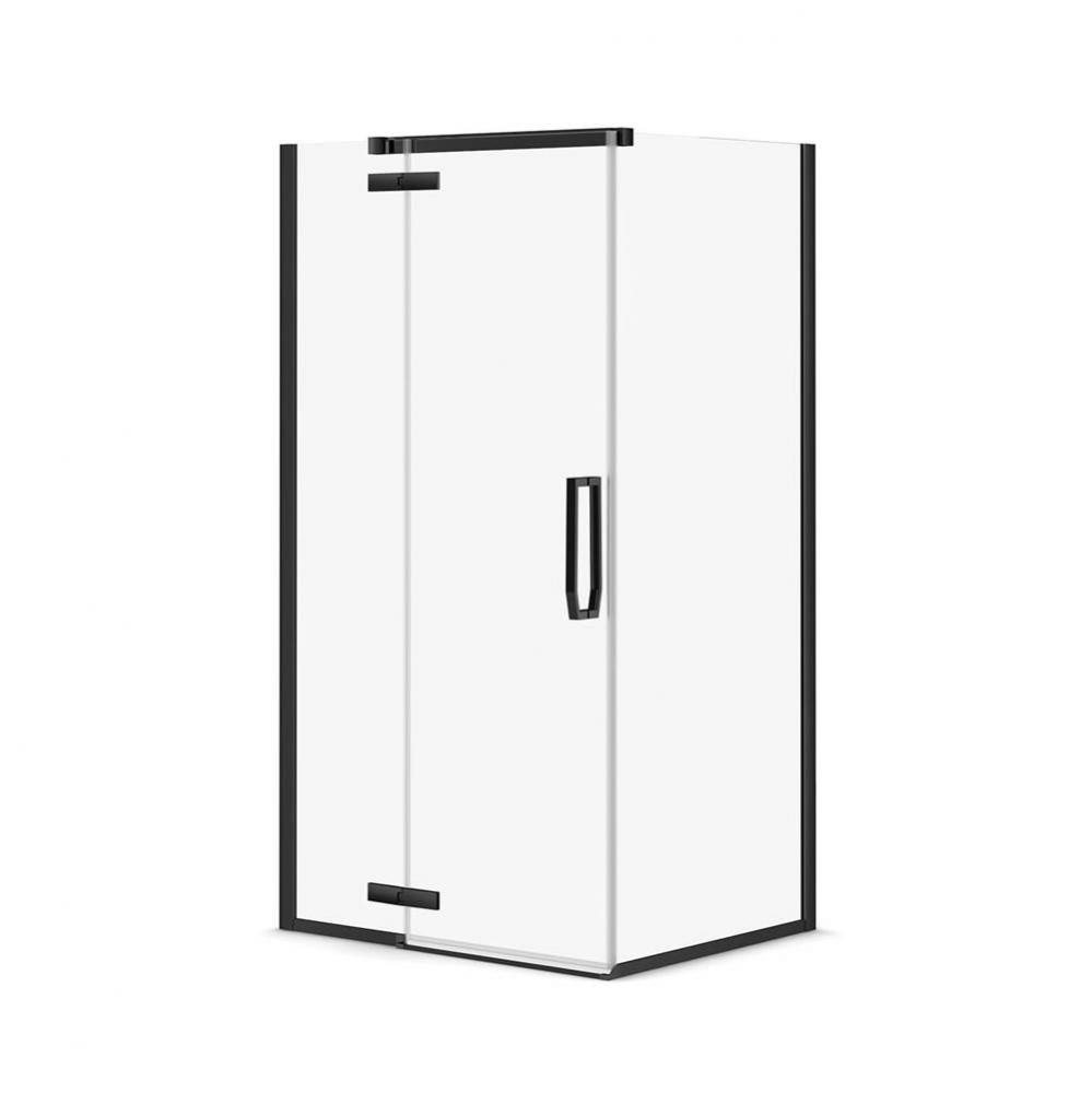 Davana Rectangular 34 in. x 42 in. x 75 in. Pivot Corner Shower Door with Clear Glass in Dark Bron